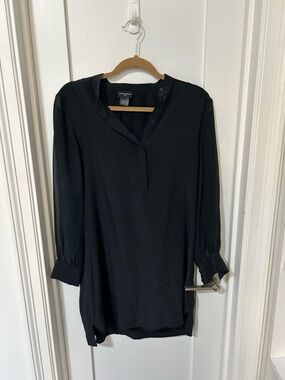 Club Monaco Silk Black Mini Dress with Slip Lining